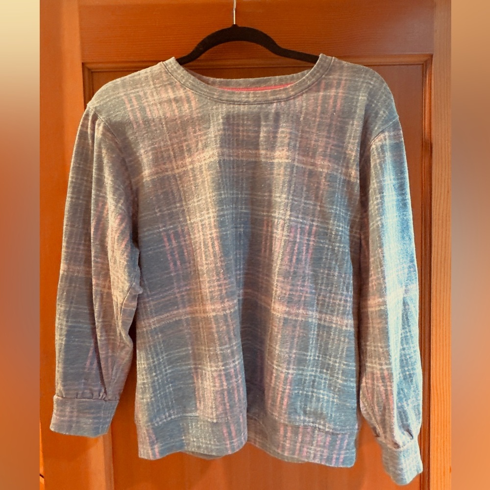 Sundry Blue and Pink Plaid Sweater